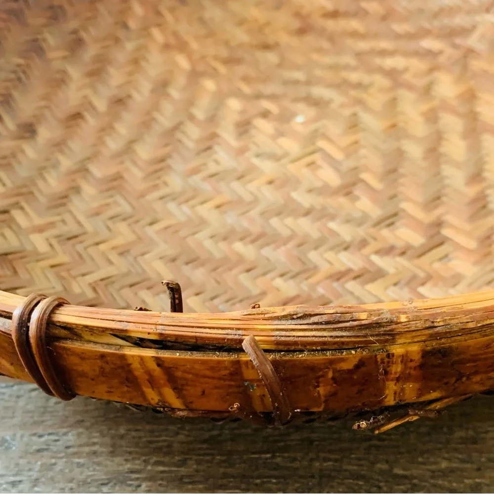 Round rattan set of 3 trays